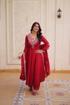 Ka 1246 Mal Chanderi Embroidery Work Gown With Pant And Dupatta Online Wholesale